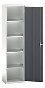 verso shelf cupboard with 4 shelves. WxDxH: 525Wx350Dx2000mm. RAL 7035/5010 or selected Bott Verso Basic Tool Cupboards Cupboard with shelves
